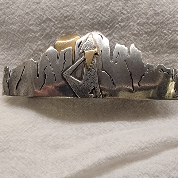 Silver and Copper Native American Design Hair Clip - Picture 2 of 4